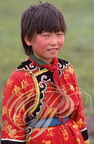 CHINE (MONGOLIE INTÉRIEURE) - Ouest du Grand Khingan : fillette en  fillette en costume de fete