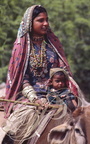 INDE (Rajasthan) : nord de Sawai Madhopur) - jeune femme nomade et son enfant