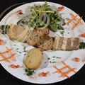 Trilogie de FOIE GRAS : mi-cuit, marbré (confit et foie gras) et au torchon par Patrick Lasfargue (Le Goldfish à Golfech - 82)