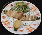 Trilogie de FOIE GRAS : mi-cuit, marbré (confit et foie gras) et au torchon par Patrick Lasfargue (Le Goldfish à Golfech - 82)