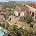 PUYCELSI - les toits du village et ses environs vus d'une chambre d'hôtes "Chez Delphine"