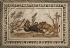 EL JEM - mosaïque (IIe siècle) de la maison de la procession dyonisiaque : lions dévorant un sanglier