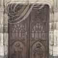 VILLEFRANCHE-DE-ROUERGUE - chartreuse Saint-Sauveur : ventaux du portail ouest en bois sculpté (style flamboyant)