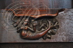 VILLEFRANCHE-DE-ROUERGUE - Collégiale Notre-Dame : stalles executées par le huchier André Sulpice au XVe siècle (une miséricorde représentant une sirène)