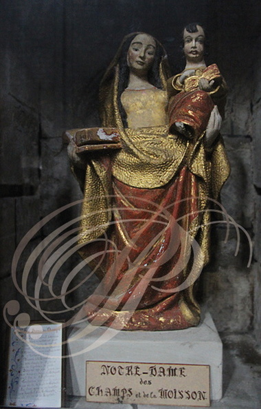 VILLEFRANCHE-DE-ROUERGUE - Collégiale Notre-Dame : Notre-Dame des champs et de la Moisson (statue en bois polychrome d'époque incertaine : XVe ou XVIIe siècle)
