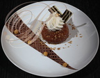 CHÂTAIGNE et CHOCOLAT : satiné cœur coulant aux marrons sur une mousse vanille CHOCOLAT blanc sur un biscuit, châtaigne noisette par Charly Boyon (Le Beaulieu à Beaulieu-sur-Dordogne - 19)