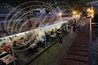 COLLIOURE -  Quai de l'Amirauté vu de nuit : les terrasses de restaurants 
