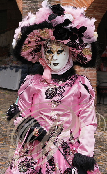 AUVILLAR - CARNAVAL DE VENISE 2015 - portrait (costume rose et noir)