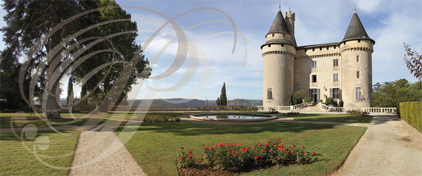 Château de Mercuès (Relais et Châteaux) - façade sur le parc (vue panoramique)