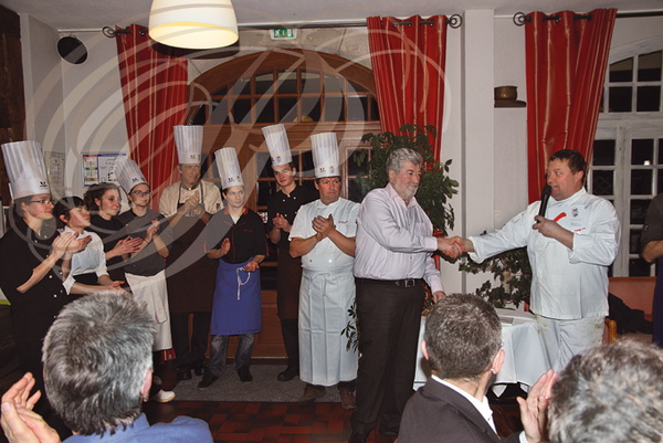 NAJAC - restaurant hôtel l'Oustal del Barry : dîner de chasse des Cuisineries Françaises du 7 décembre 2015 (Rémy Simon accueillant Claude Izard)