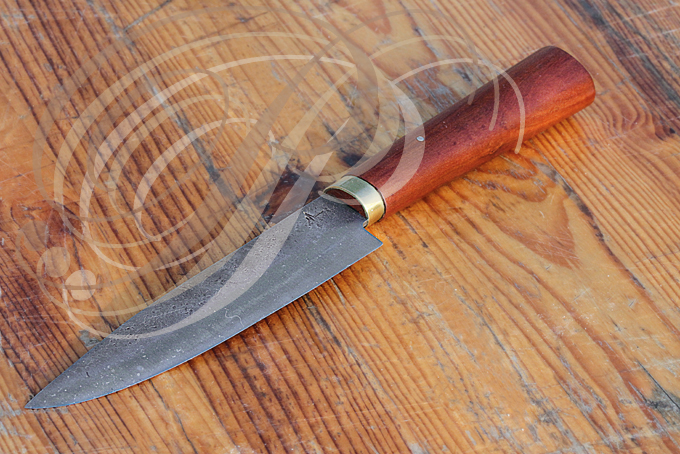 LE MARTEAU ET L' ENCLUME : couteau à manche en bois de prunier